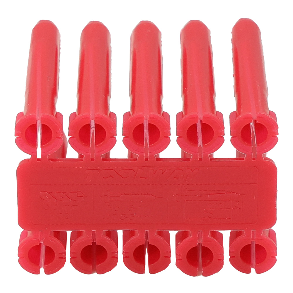 Red Wall Plugs 5.5 × 35 mm – HDPE Masonry Anchors