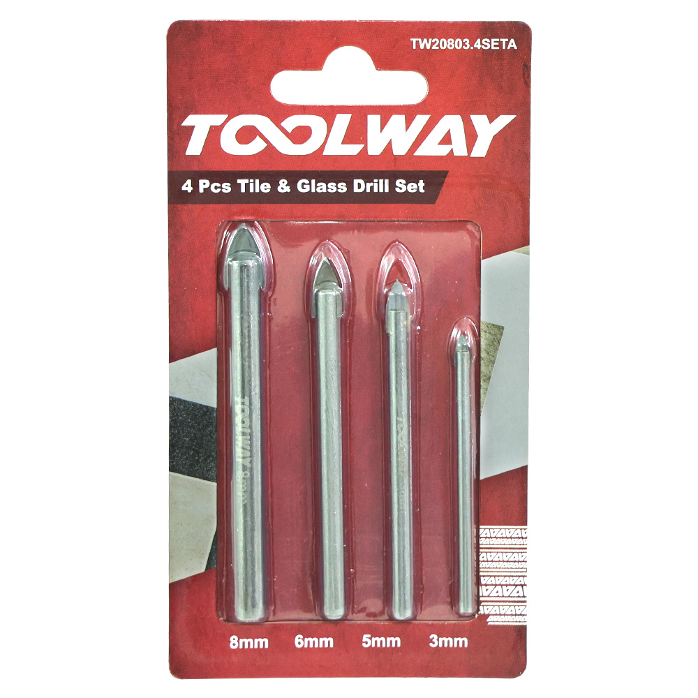 4 Pc Tile & Glass Drill Bit Set – Carbide Spear Point Bits