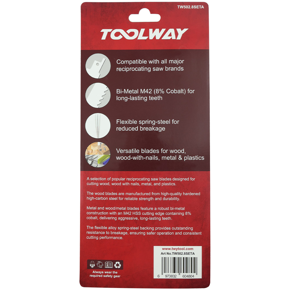 Reciprocating Saw Blade Set – 4 Piece Wood & Metal Cutting Blades