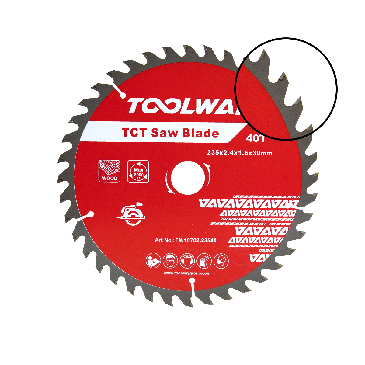 235MM-40T TCT Saw Blade For Wood(235x2.4x1.6x40Tx30)