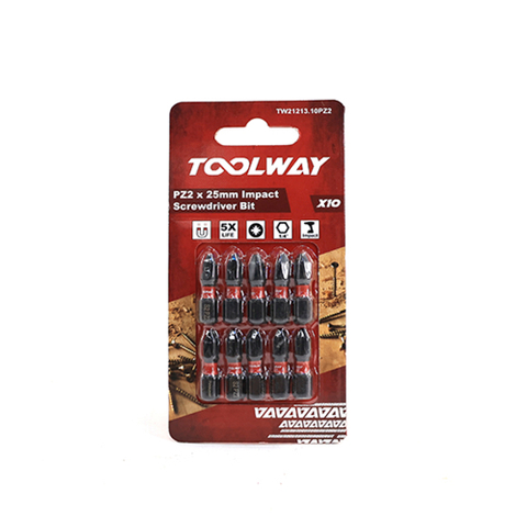 25MM PZ2 Impact Screwdriver Bits With Magnetic 10pcs In a Pack