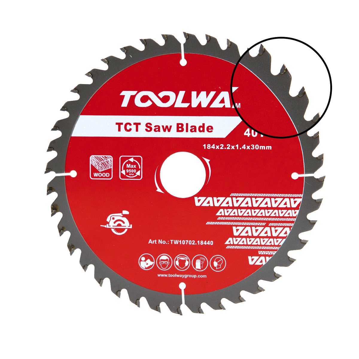 184MM-40T TCT Saw Blade For Wood(184x2.2x1.4x40Tx30)