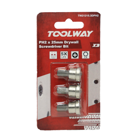25mm PH2 Drywall Screwdriver Bits 3pcs Set